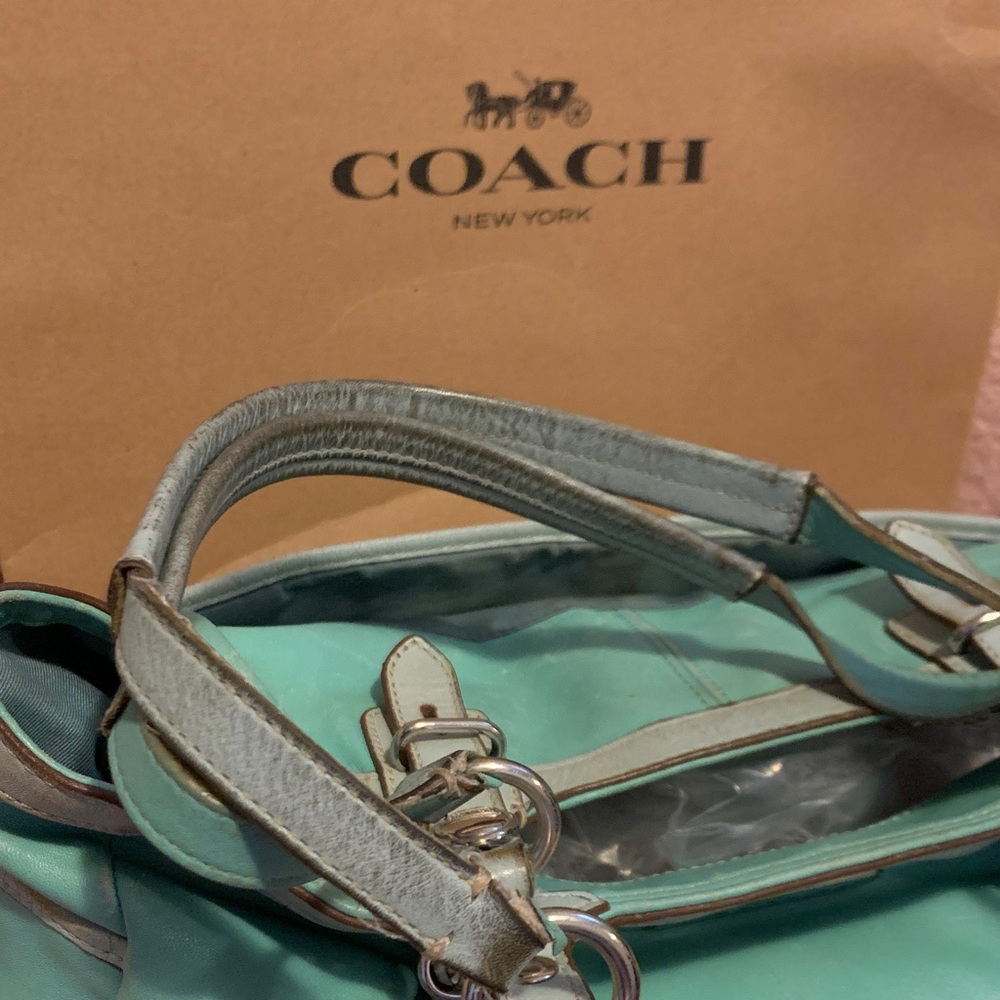 Coach Mint Green Leather Tote Shoulder Bag - Picture 16 of 16